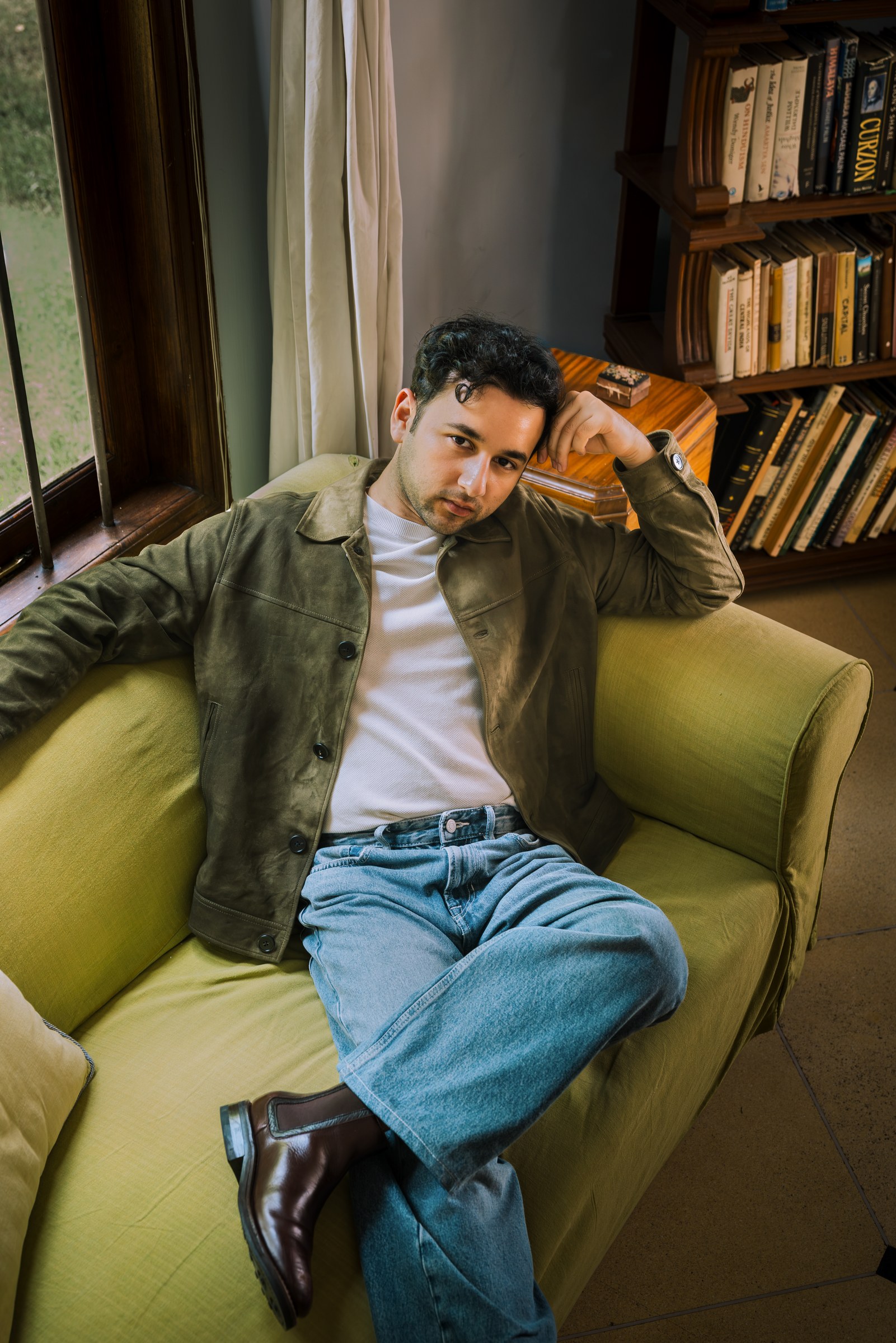 Viraj Bahri at home, seated, quiet and unhurried.